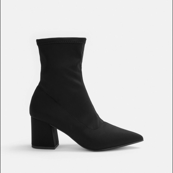 BLACK SOCK HEELED BOOTS - Picture 1 of 4